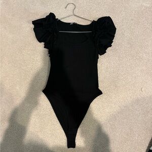 Zara Black Ruffle Sleeve One Piece